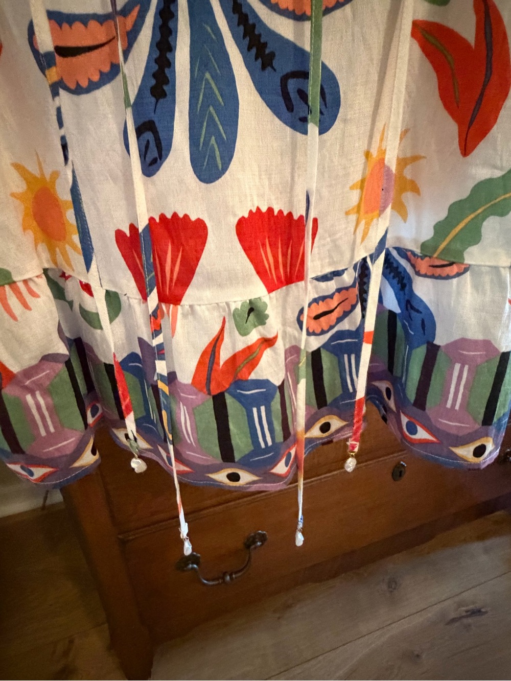 CeCe White Multicolor Floral & Sun Peasant Tunic - Picture 3 of 4